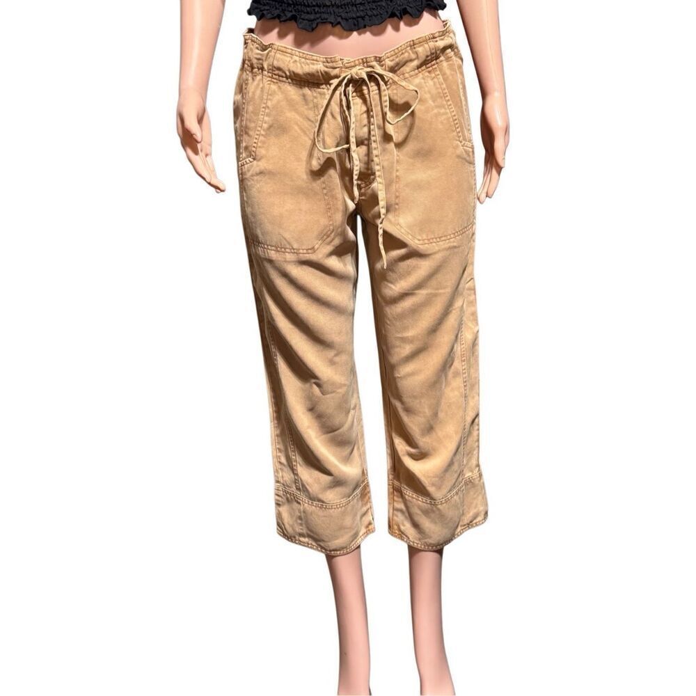 Pulp women mid rise tencel crop capris pants M